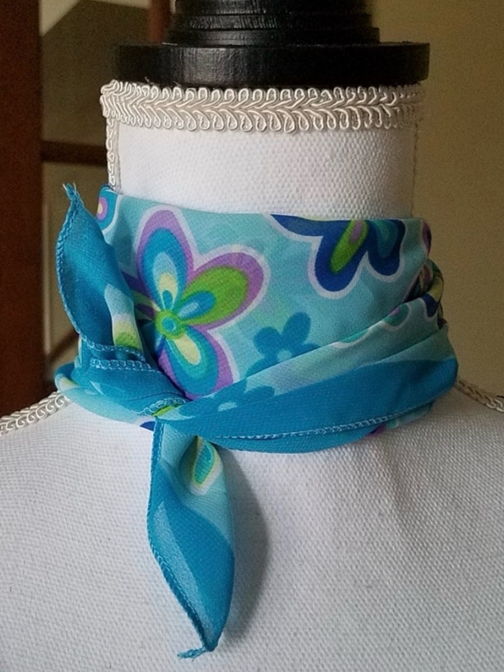 Turquoise Floral Scarf from Italy